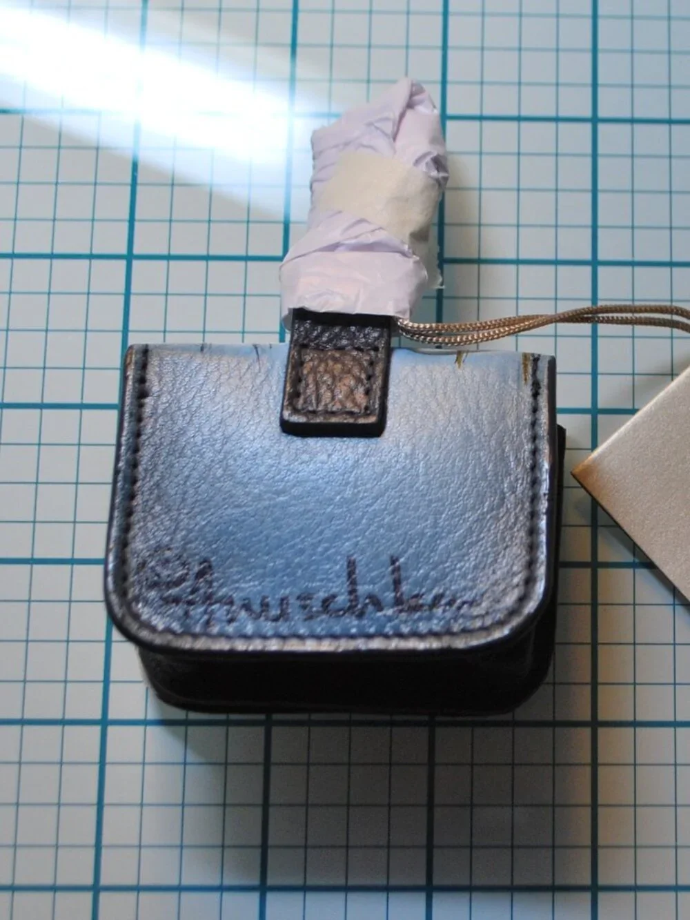 NWT Anuscka Snowman Hand Painted Leather Airpod Case